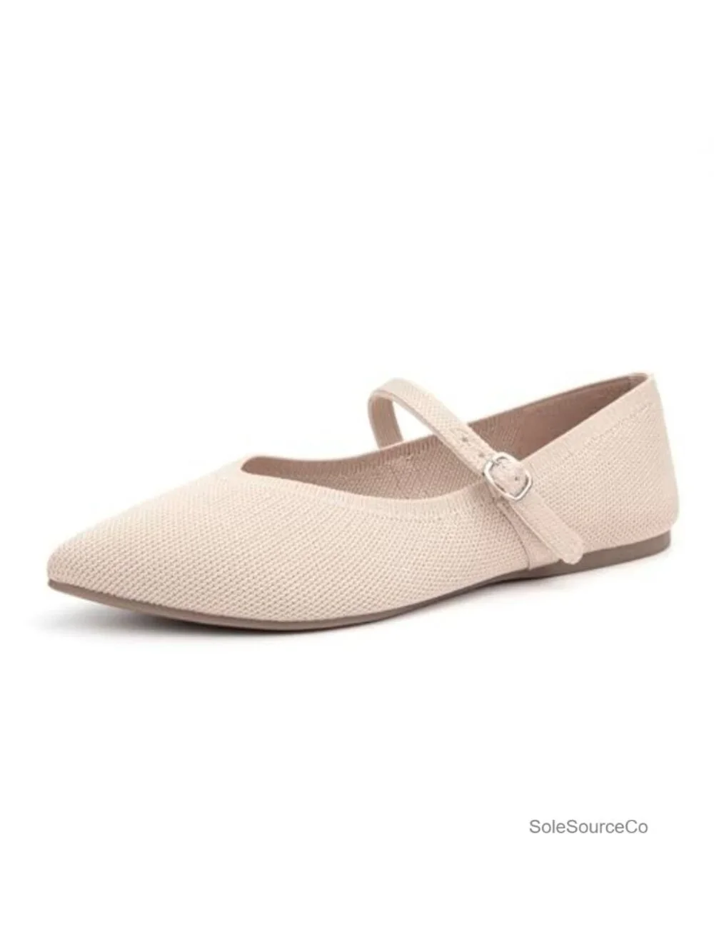 Knit Pointed Toe Ballet Flats with Ankle Strap Casual Women's Comfort Shoes